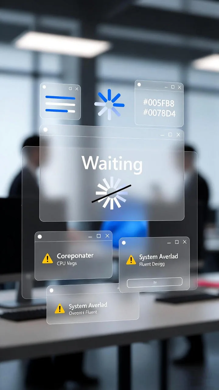 Співробітник, що чекає через повільний комп'ютер